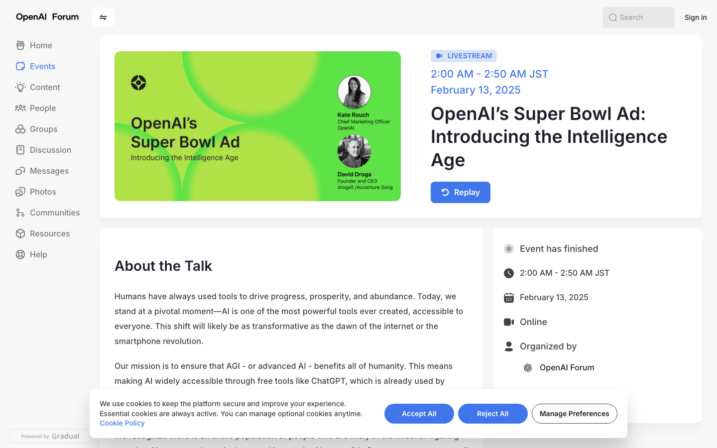 OpenAI Forumに掲載された「The Intelligence Age」制作解説ページ