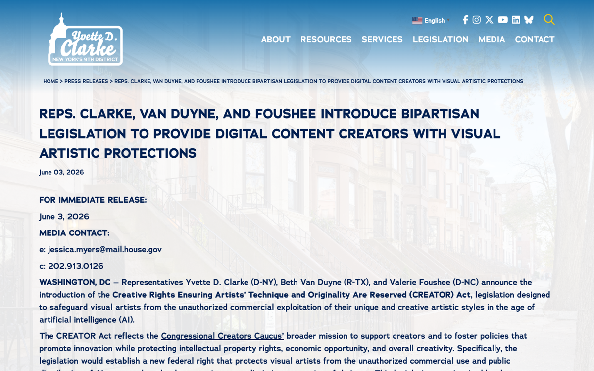 CREATOR Actの対象を説明する米国議員の公式発表
