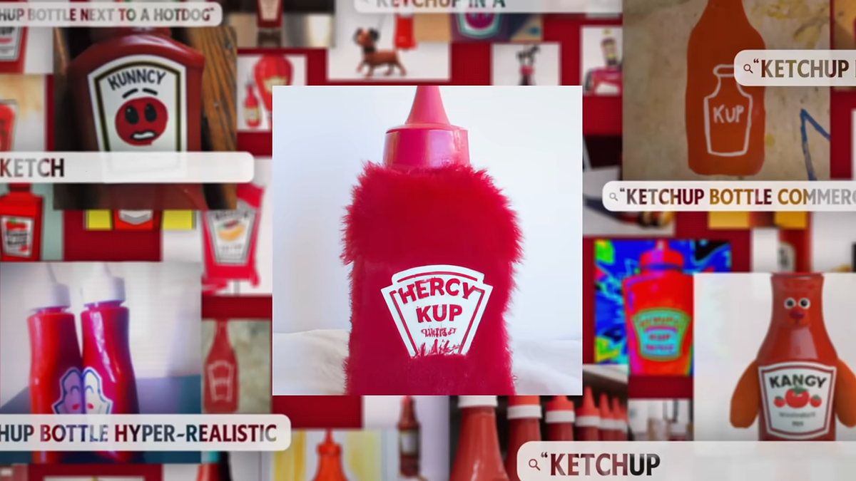 異なる言葉から作られたケチャップ画像を並べた公式動画の場面