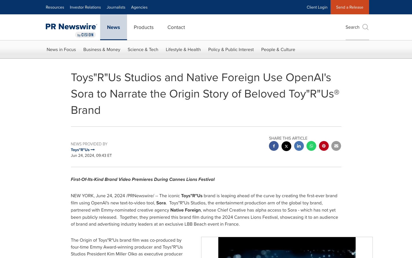 Toys“R”Usによるブランドフィルムの公式発表